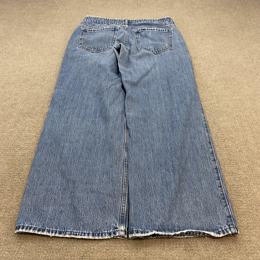 Hollister Low-Rise Baggy Wide Leg Jeans Womens 10 Blue Med Wash Boho Distressed